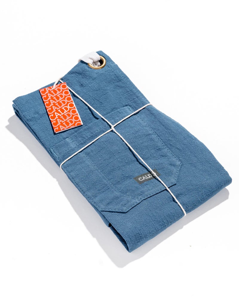 Caldo Linen Kitchen Apron for Cooking- Mens and Womens Linen Bib Apron for Professional Chef, Server, or Barista- Adjustable with Pockets (Vintage Blue) - Image 5